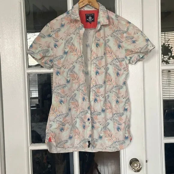 Pullin Pull-in tropical Hawaiian vacation button down short sleeve shirt size M - Picture 14 of 16